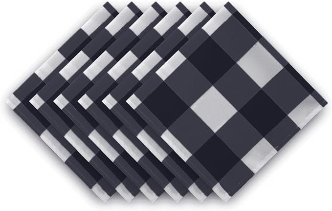 Cupuamon Buffalo Plaid Table Napkins Set of 25, 17x17 inch, Navy and White, Checkered, Polycotton Blend