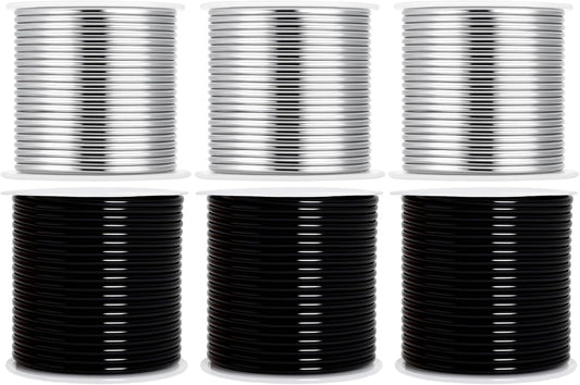 Mandala Crafts 10 Gauge Anodized Aluminum Craft Wire for Jewelry Making - 120 FT Colored Flexible Silver Black Wire - Bendable for Bonsai Armature Crafting Sculpting