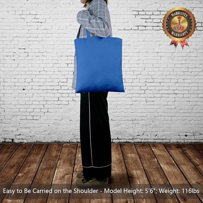 TOPDesign 24-Pack Economical 16"x15" Ocean Blue Cotton Tote Bags, Lightweight Medium Reusable Grocery Shopping Cloth Bags, Suitable for DIY, Advertising, Promotion, Gift, Activity