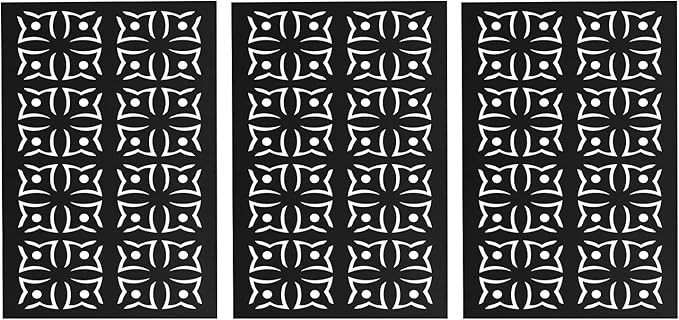 75" H×35" W Decorative Outdoor Privacy Screen with Stand, Outdoor Decor Privacy Fence Screen Metal Fence Panels, Free Standing Metal Divider for Patio Lawn Deck (Black-Orchid)