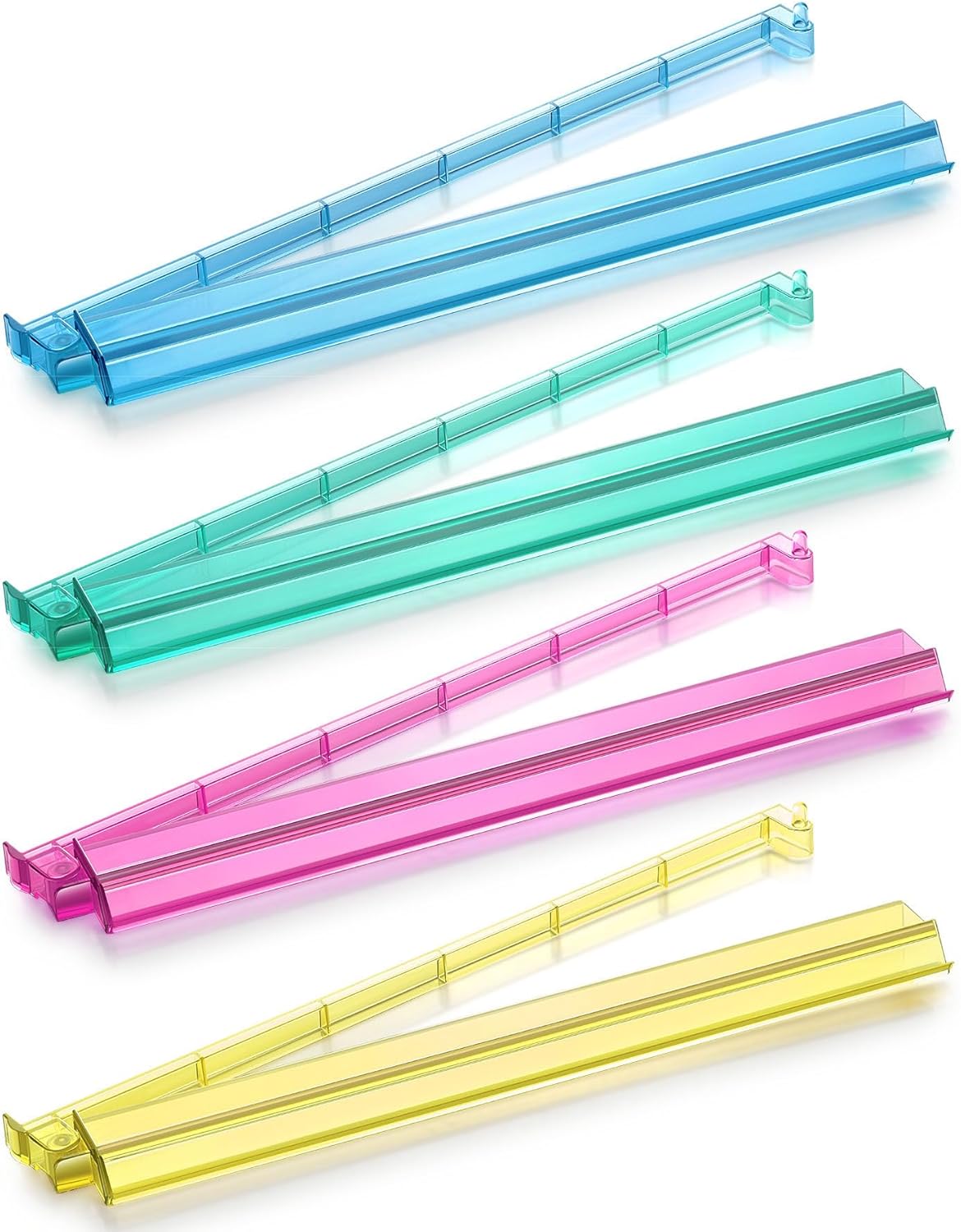 Mahjong Racks with Pushers,4 Colors Acrylic American Majiang Tile Racks,Imports Modern Mahjong Racks with Built-in Pushers- Set of 4