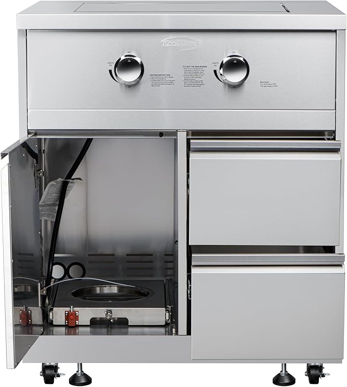 KoolMore 32 in. Outdoor Kitchen Liquid Propane Side Burner with Bottom Cabinet in Stainless-Steel (KM-OKS-SBC)