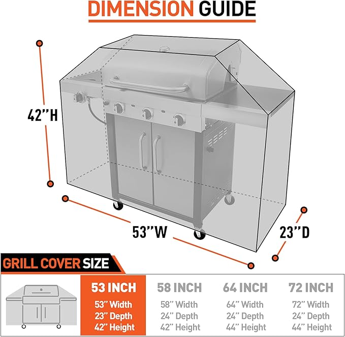 Arcedo BBQ Grill Cover 53 Inch, Heavy Duty Waterproof Outdoor Gas Grill Cover, Fade Resistant Durable and Convenient Compatible with Charbroil Weber Spirit Nexgrill Napoleon