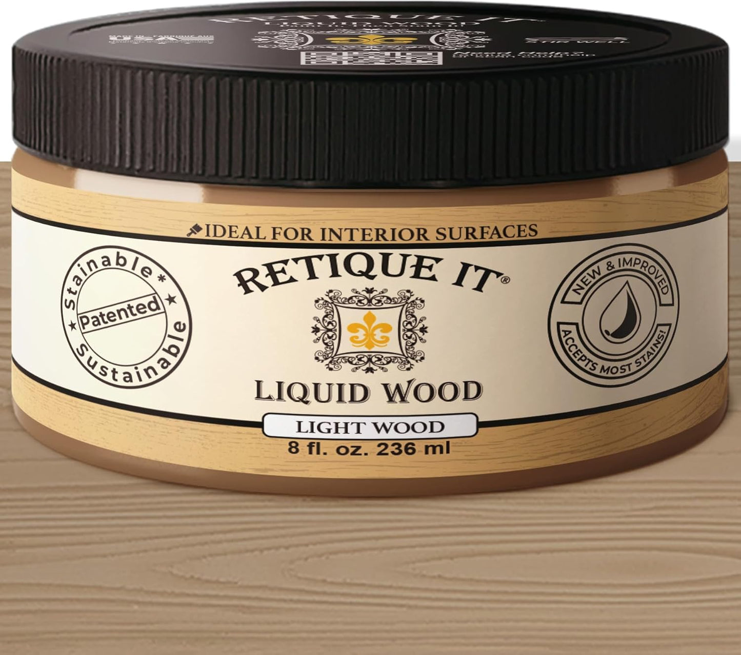 Retique It New and Improved Formula Liquid Wood Coatings - Stainable Primer - Paint It then Stain it (Light Wood, Small)