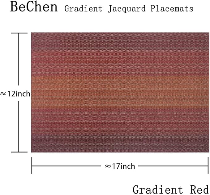 Vinyl Placemats,Washable Table Mats Easy to Clean Woven Placemats for Dining Table Set of 4(Red)