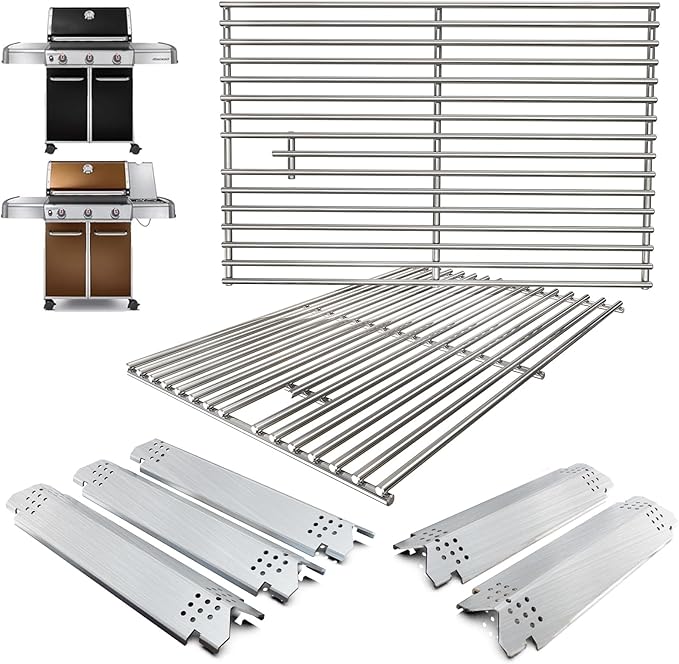 Replacement Grill Parts for Home Depot Nexgrill 5 Burner 720-0888A 720-0888 720-0888N 720-0888S,Cooking Grates & Heat Plates for Nexgrill 4 Burner 720-0830 720-0830HM 720-0830H,Stainless Steel