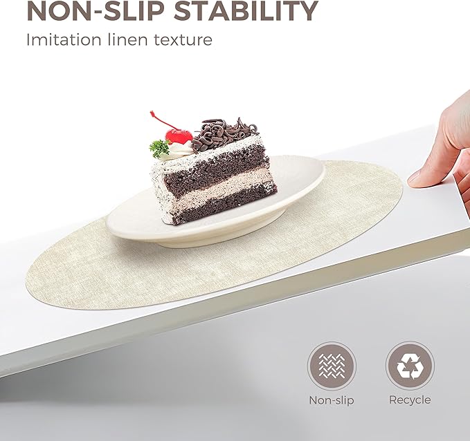 13" Round Placemats Set of 4, NCUE Dual-Sided Faux Leather Heat Resistant Table Mats, Waterproof Oilproof Washable Protective Table Placemats with Coaster, Wipeable Vinyl for Indoor & Outdoor Use