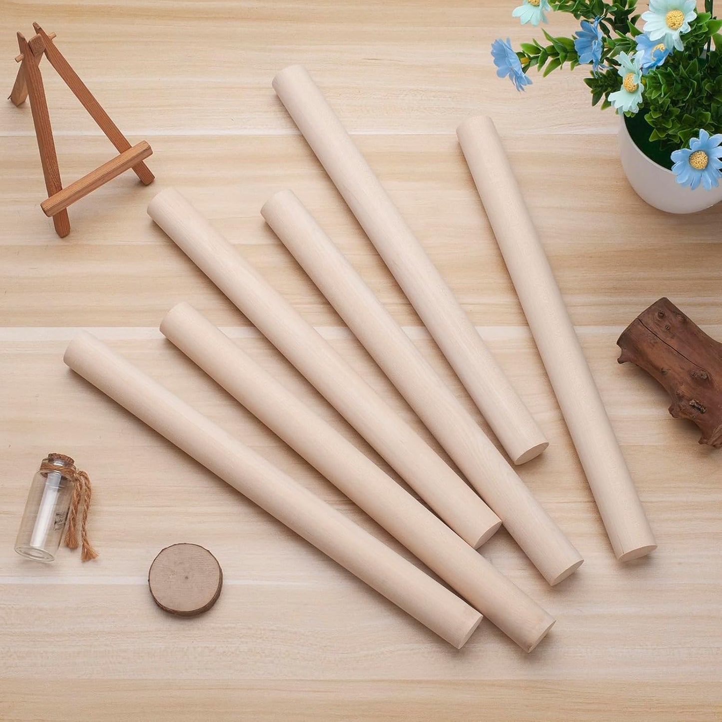 Wooden Dowel Rods Wood Dowels for Crafts, 6 PCS 1 x 12 Round Wooden Sticks for Crafts, Thick Macrame Dowels, Unfinished Hard Wood Sticks for Crafting, Arts and DIYers, Closets and Wedding