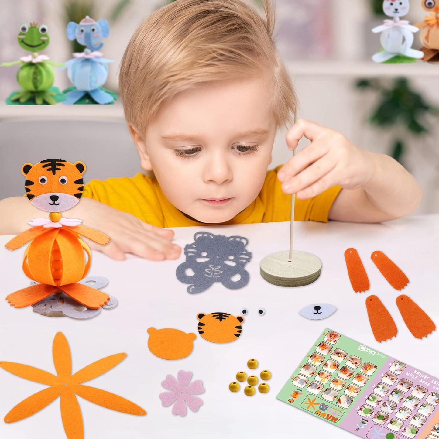Coola Animal Felt Craft Kit for Kids - Pack 6 Art and Craft DIY Early Educational Toys Suitable Need Best Gift for Kids Age 3-6,7,8,9
