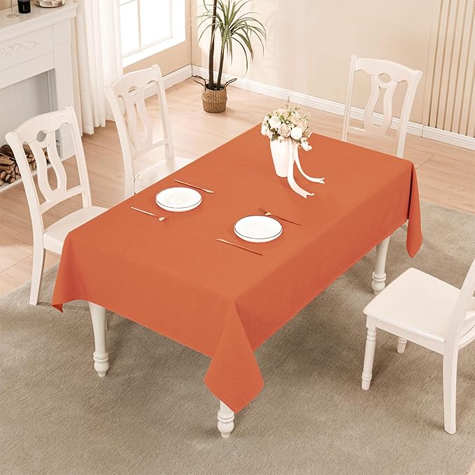 BALCONY & FALCON Rectangle Tablecloth Washable Wrinkle Resistant and Water Proof Table Cloth Decorative Linen Fabric Tablecloths for Dining Parties Kitchen Wedding and Outdoor Use (Cinnamon, 57x118)