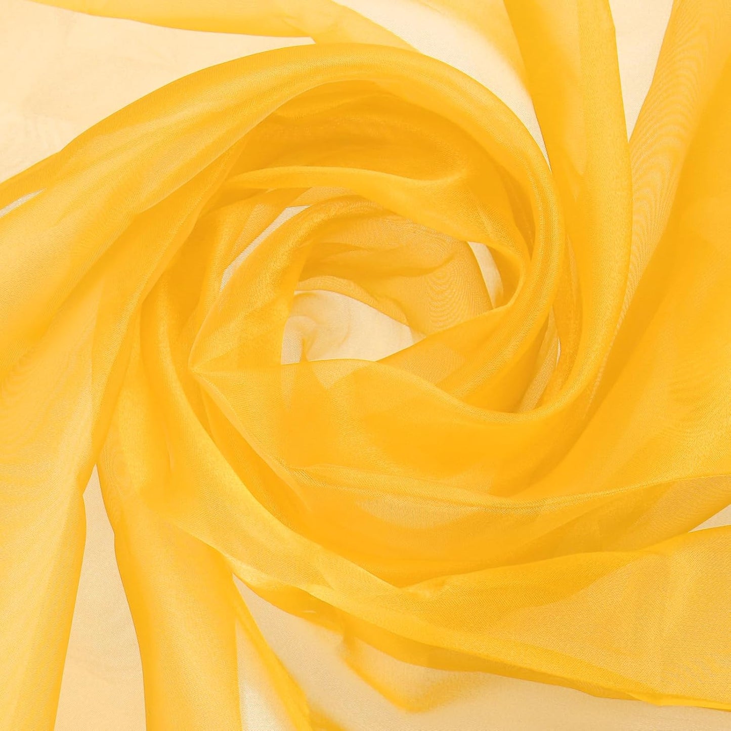 MECCANIXITY Iridescent Sheer Organza Fabric, 2 Yards x 59 Inches Solid Holographic Shiny Fabric Organza Cloth for Wedding, Curtains, Costume, Photo Background, Dark Yellow