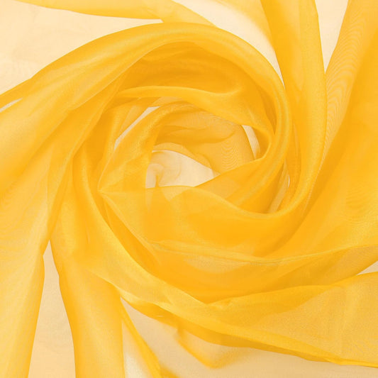 MECCANIXITY Iridescent Sheer Organza Fabric, 2 Yards x 59 Inches Solid Holographic Shiny Fabric Organza Cloth for Wedding, Curtains, Costume, Photo Background, Dark Yellow