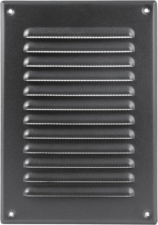 Square Ventilation Grille / 5" x 7" Inch Inside Measurement/Black Metal Air Vent Louver - Inside/Outside use / 6.5" x 9.5" Inch Outer Measurement