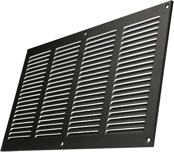 Repa Market Air Vent Cover 16x8 Inch (Outer Dimensions) Anthracite Galvanized Steel Louvered Grill Cover with Mesh Screen/Wall or Ceiling Vent/HVAC Register for Indoor and Outdoor Ventilation