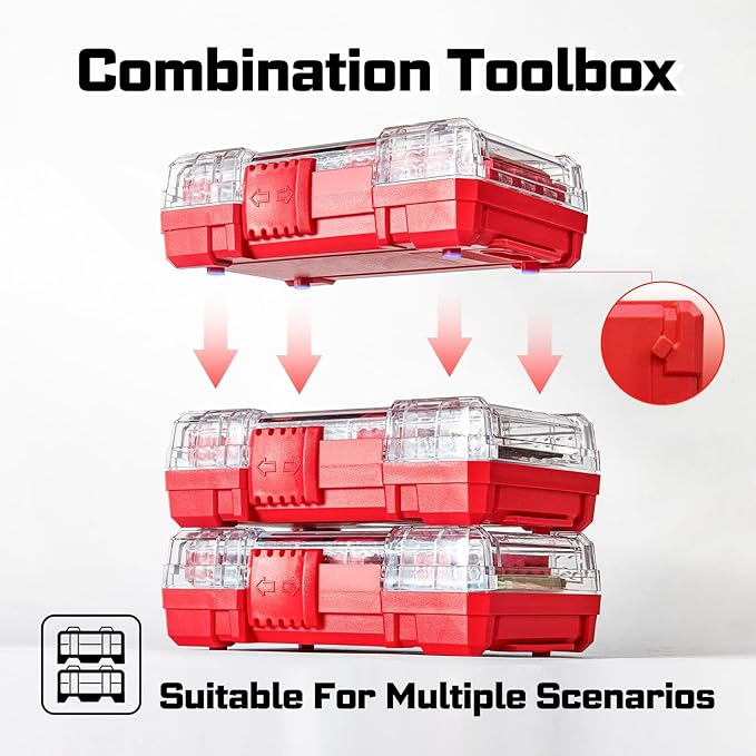 49Pieces Impact Screwdriver Bits Set, Magnetic S2 Steel Phillips/Slotted/Square/Torx Insert Power Bits Tips, Impact Bit Holder with Red Storage Box Case