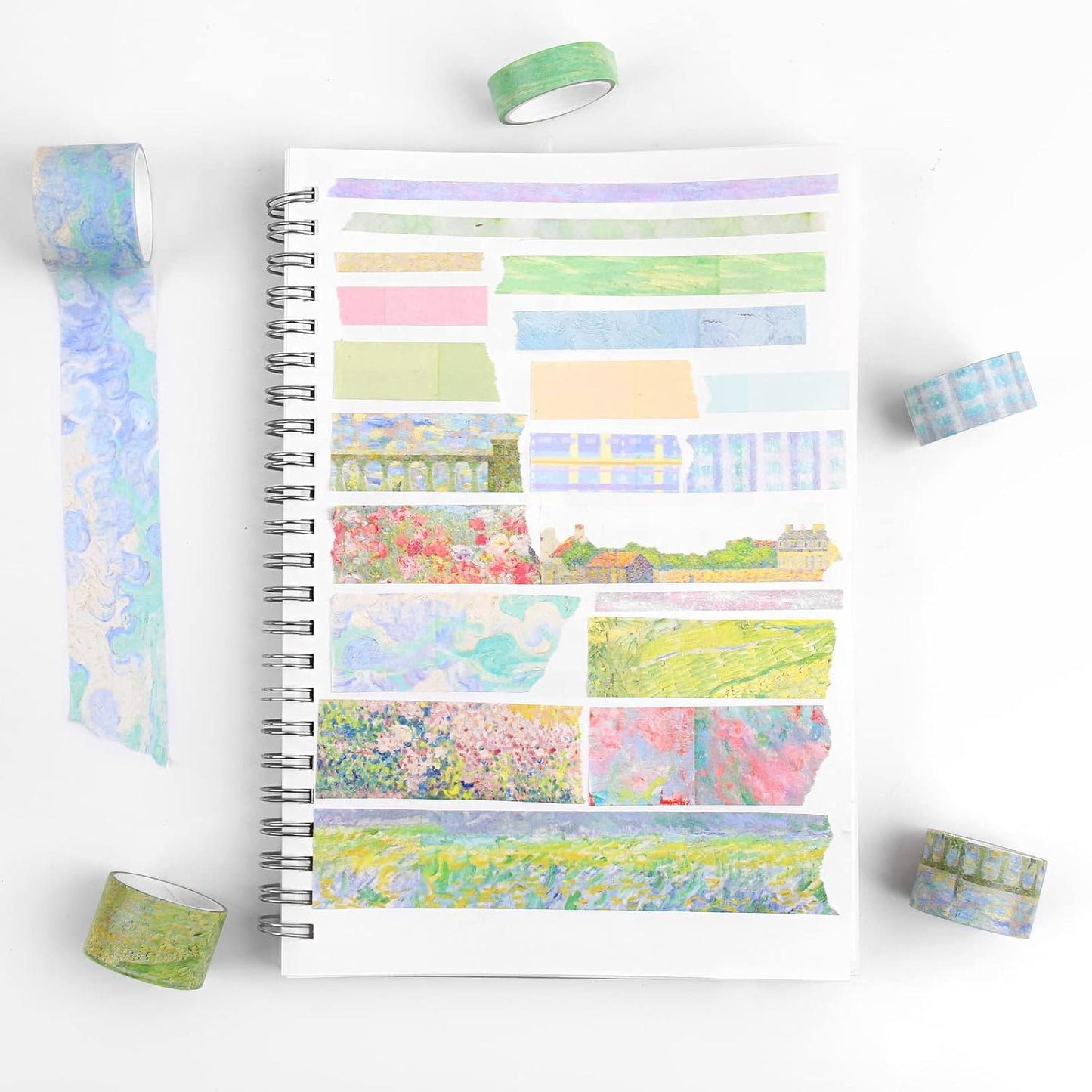 Dizdkizd Floral Green Washi Tape Set, 20 Rolls Cute Seasonal Masking Tape Aesthetic Journaling Supplies for Planner Scrapbooking Calendar Card Making