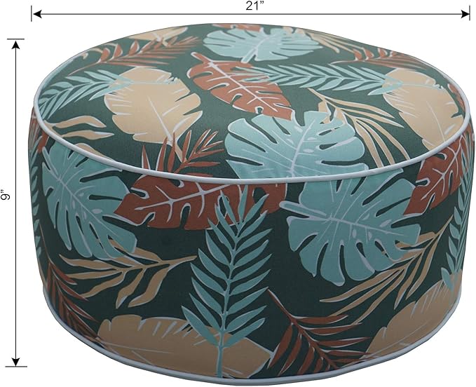 Kozyard Inflatable Stool Ottoman Used for Indoor or Outdoor, Kids or Adults, Camping or Home (Leaf Pattern)