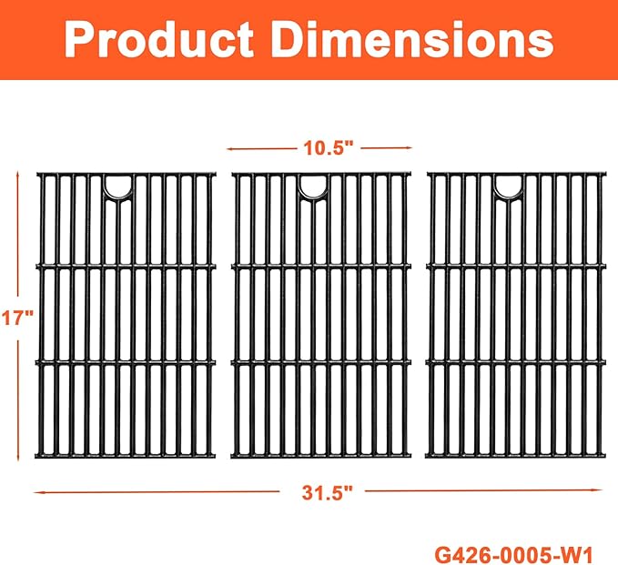 17" Grill Part Kit for Charbroil Performance 6 Burner 463228622 463229021 463229521 463229521B 463284422, Grill Grates/Heat Plates/Burners/Adjustable Crossover Tube/Ignition for Charbroil Grills
