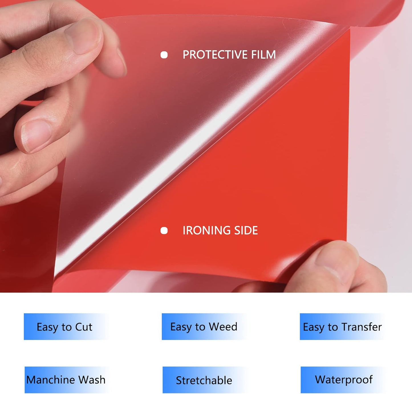 HTV Iron on Vinyl 12Inch by 12ft Roll Heat Transfer Vinyl for T-Shirt HTV Vinyl Rolls for All Cutter Machine - Easy to Cut & Weed for Heat Transfer Design (12ft, Red)