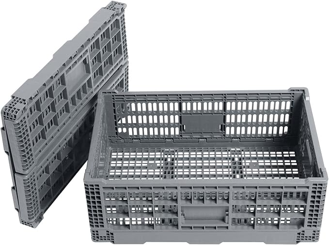 Collapsible Storage Bin/Containe， Transfer box,crate Transit storage of various items (Gray 23.6" L x 15.7" W x 8.6" H)