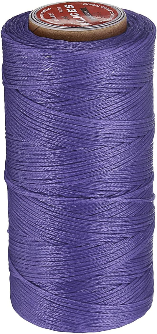 uxcell Flat Leather Sewing Waxed Thread, 140m / 153 Yards Polyester Wax String, 300D Wax Stitching Cord for Leather Crafts, Bookbinding, Bracelets Braided, Light Purple