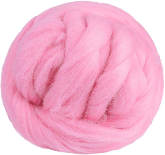 3.53oz Wool Roving Yarn, Fiber Roving Wool Top, Needle Felting Supplies, Pure Wools, Chunky Yarn, Spinning Wools for Needle Felting Wet DIY Hand Spinning (Antique Pink)