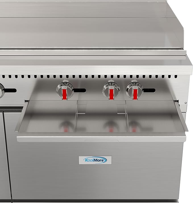 KoolMore 60 in. Double Oven Commercial Cooking Range with 48 in. Griddle and 2 Burners, ETL Listed in Stainless-Steel (KM-CRG482-NG)