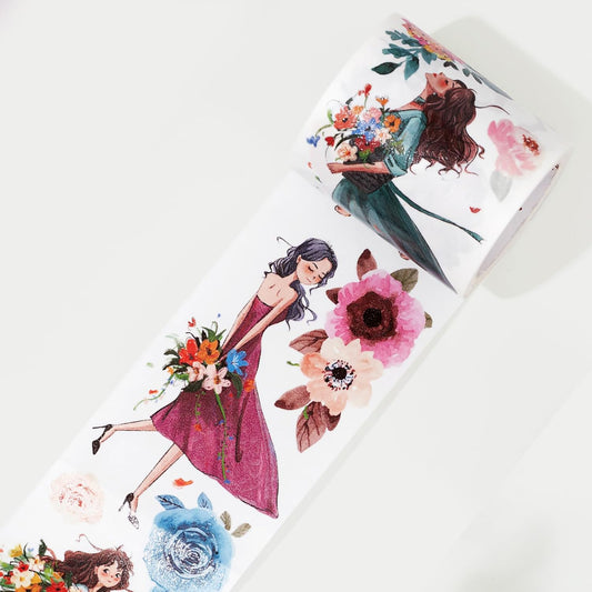 WT Carefree Washi Tape, Original Designs, Characters Figures Girls Decorative, Craft, Bujo Planner Supplies, Watercolor Flower Tape, DIY Journaling Supplies