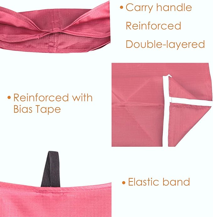 BeeGreen Pink Reusable Grocery Bags with Elastic Band Pink Reusable Shopping Bags Bulk 50LBS X-Large Foldable-Machine Washable-Heavy Duty 10 Pieces