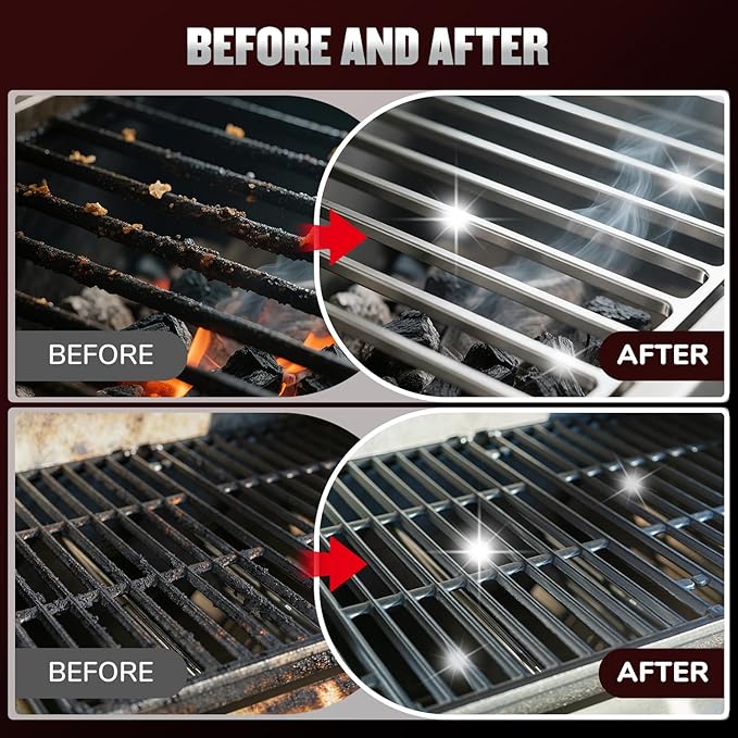 Bristle Free Steam Grill Brush for Outdoor Grill, Safe No Wire Replacement Brush Head with Scraper, Heavy-Duty Grill Cleaning Tool for Weber Spirit & Genesis, Napoleon Rogue & Prestige, Red