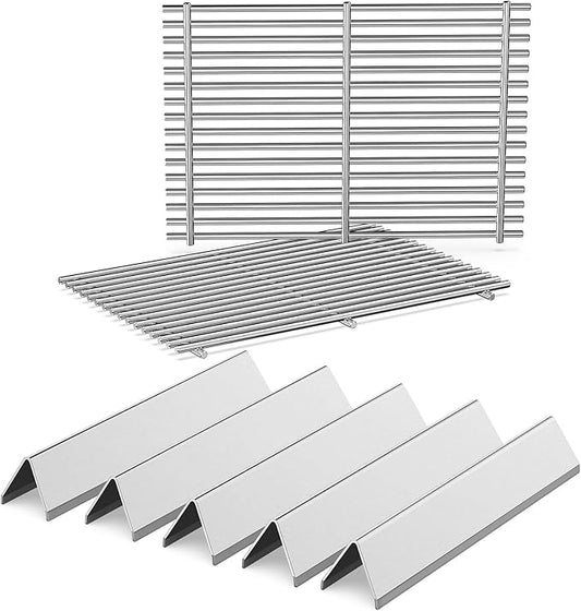 Spirit Grill Replacement Parts for Weber Spirit, 17.5" Grill Grates 15.3" Flavorizer Bars for Weber Spirit 300 & GS4 Spirit II 300, Spirit E-310 E-315 Grills with Front Control, for Weber 7639 7636
