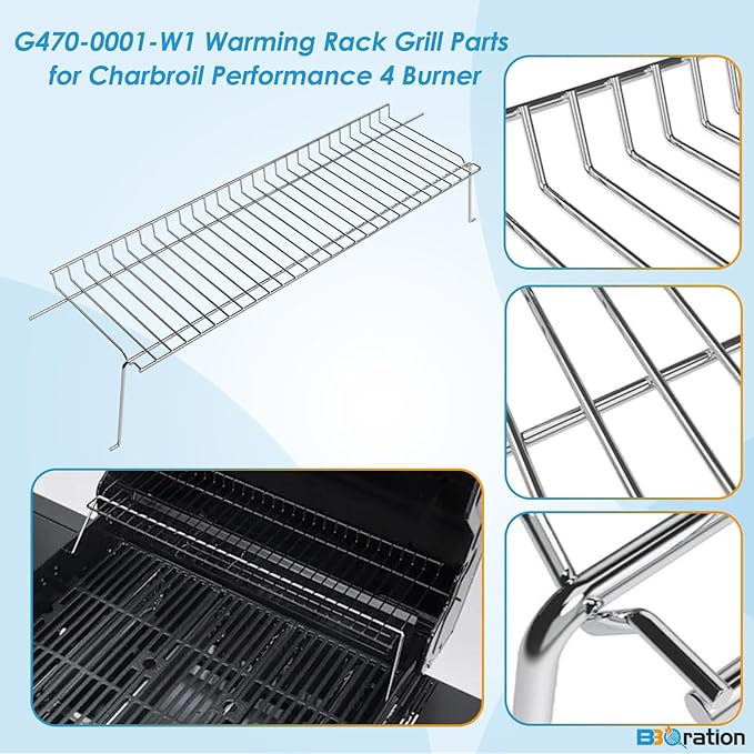 G470-0001-W1 Warming Rack Grill Parts for Charbroil Performance 4 Burner 463342119 463332718 463342119 463376117 463376217 463335517, Swing Away Grid for Charbroil Grill Replacement Parts