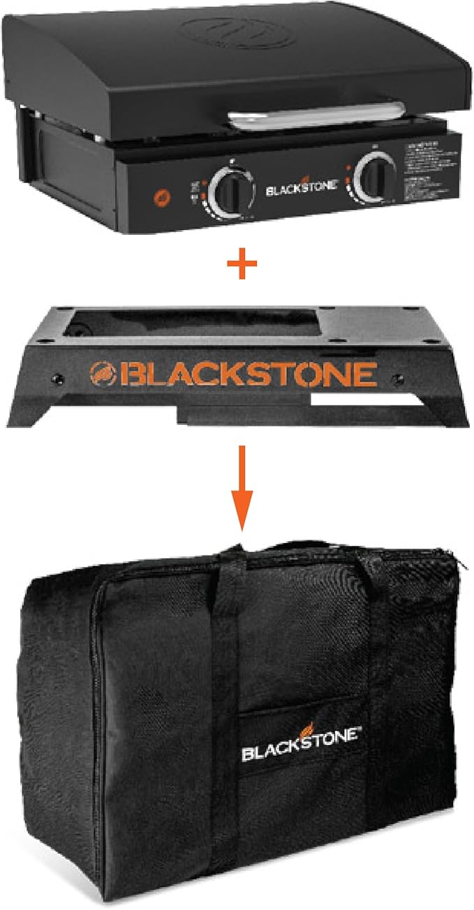 BLACKSTONE Tabletop Griddle Carry Bag – Fits 17" & 22" Tabletop Griddle – Portable BBQ Grill Griddle Carry Bag for Travel - 600D Heavy Duty Weather-Resistant Cover Accessories – 5035