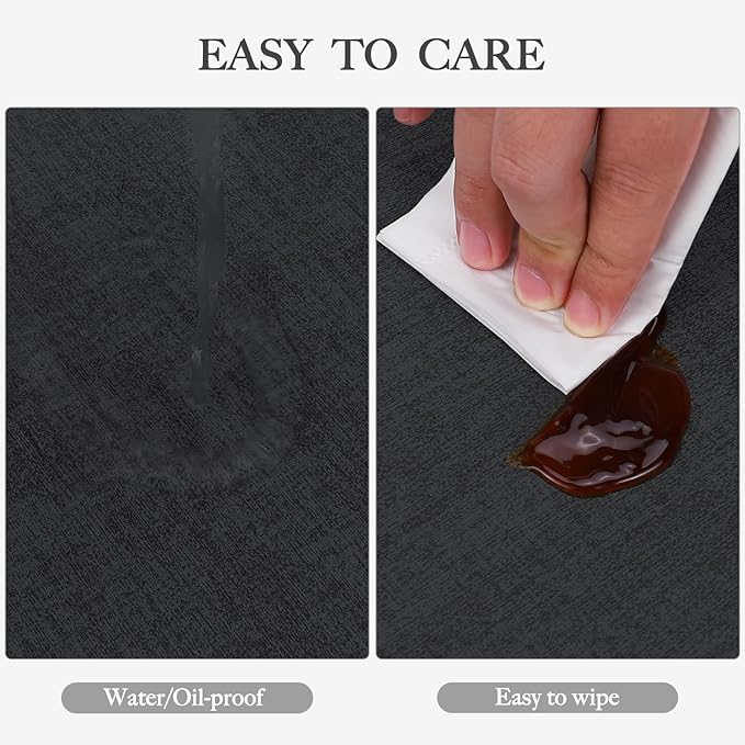 Faux Leather Heat Resistant Placemats Set of 4 – Waterproof Oilproof Wipeable Dining PU Place Mat Easy Clean Table Mats for Kitchen/Dining/Party/Holiday, Dark Grey