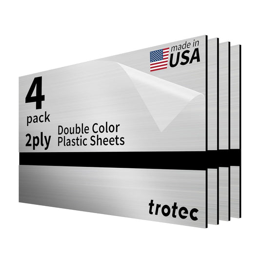 Trotec | Metallic Looking Acrylic Sheet | 12"x24"x1/16, 4 Pcs | Brushed Silver/Black | Metallic Finish - Scratch Resistant for Laser Engraving & Cutting,Printing,Glowforge,Name Plate | USA Made