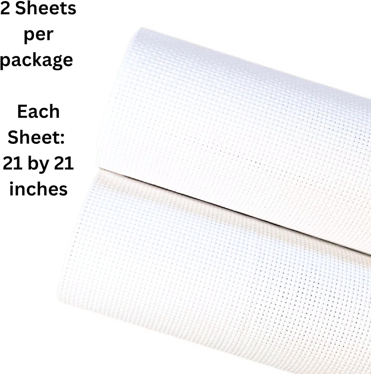 2 Sheets of White 11 Count Aida Cloth – 21 x 21 Inch Pre-Cut Fabric Squares – Cross Stitch Fabric – 100% Cotton – Ideal for Needlework & Embroidery – The Knotty Unicorn