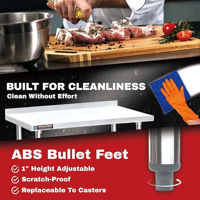 DuraSteel NSF Stainless Steel Table - 24 x 30 Inch Metal Work Table w/Undershelf - Commercial Kitchen, Restaurant, Garage, Laundry - Outdoor Stainless Steel Prep Tables Countertop Island Grill Small