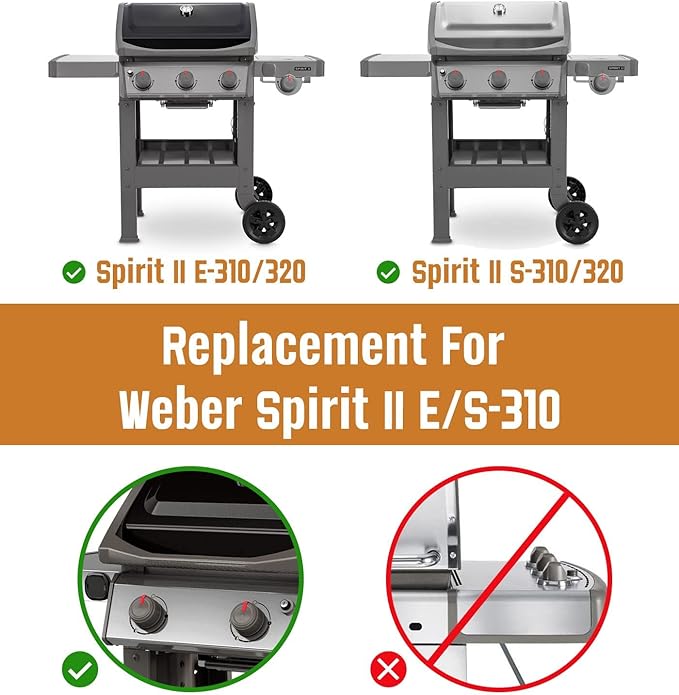 7636 Flavorizer Bars for Weber Spirit 2 Grill Parts, Replacement Parts for Weber GS4 Spirit II & I E310 E320 S310 S320 Grills with Front Mounted Control, Porcelain-enameled, 15.3-Inch, 5-Pack