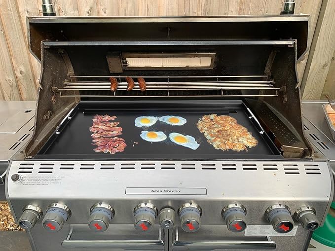 Full Size Griddle for Weber Summit 600 Series, Flat Top Griddle for Summit E/S 640/650/660/670 Gas Grills with a Smoker Box, Replacement Parts for Weber 67552