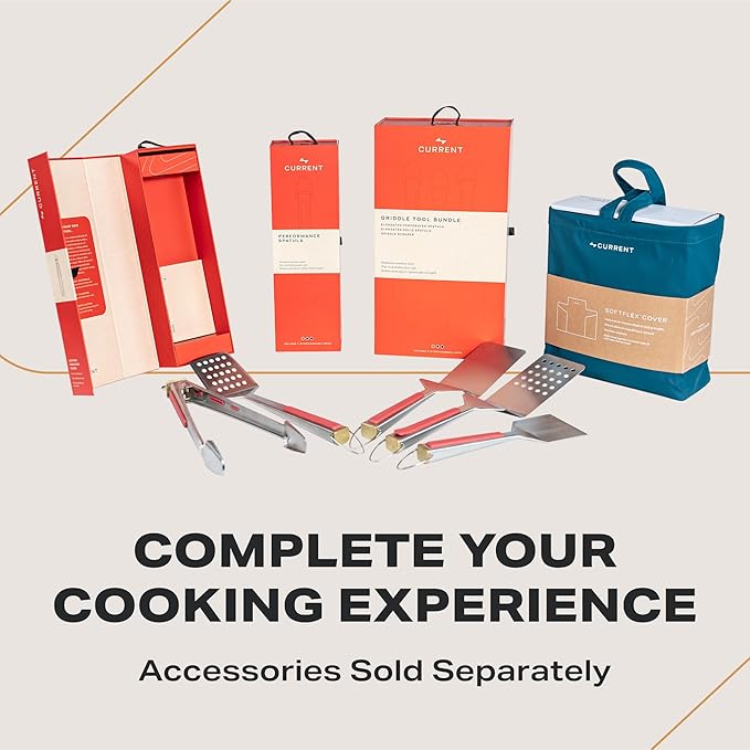 Current Model G Griddle, Smart Electric Outdoor Flat Top BBQ Grill with 200°F to 600°F Range for Searing & Roasting, Digital Precision, Apartment-Friendly & Weather-Resistant