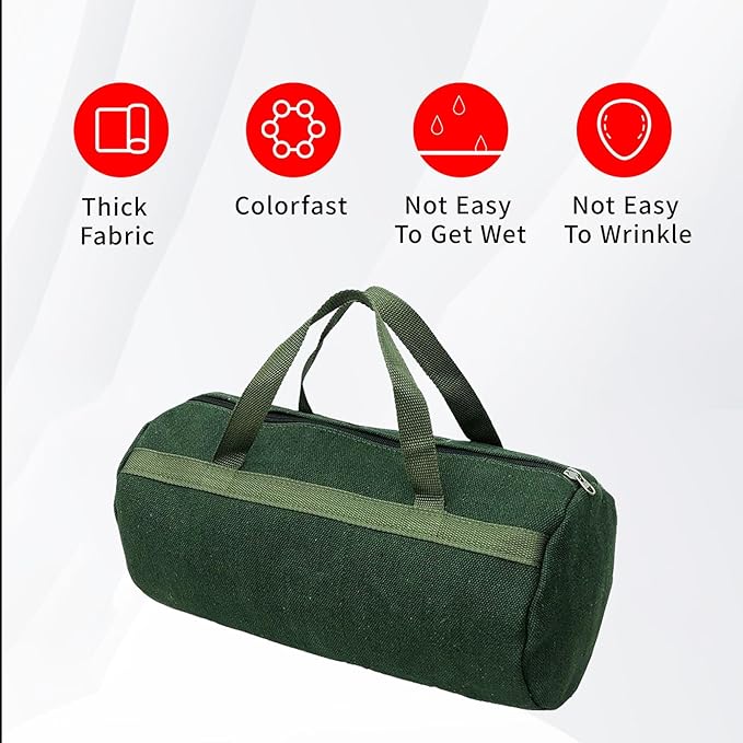 Grill Accessory Storage Bag, 24"" Extra Thick Canvas Grill Utensil Storage Bag, Double Zipper Grill Tool Storage Bag, BBQ Tool Storage Bag Carry Bag for Camping Hiking Barbecue, Dark Green