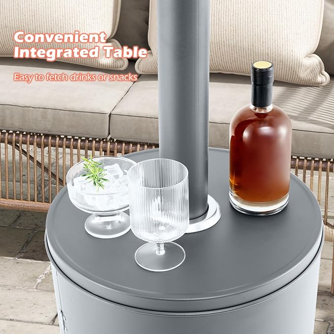 Tangkula 50,000 BTU Propane Outdoor Heater, Patio Heater with Strengthened Stainless Steel Burner, Tip-Over, Flame-Out Protection, Wheels, Outdoor Heaters for Patio (Grey)