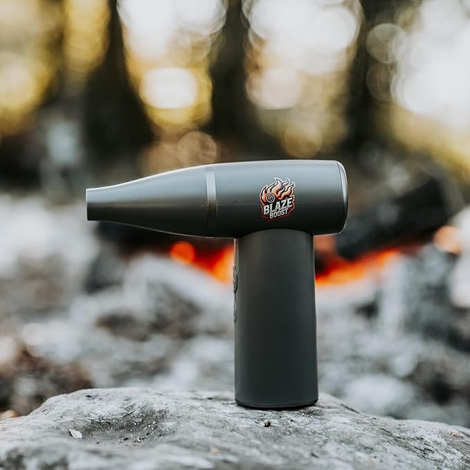 BlazeBoost Jet Air Blower - Jump Start Your Fireplace, Fire Pit,Charcoal Grill Or Campfire by Delivering A Ridiculous Amount of Oxygen to Your Fire 100,000 RPM Power with Rechargeable Battery