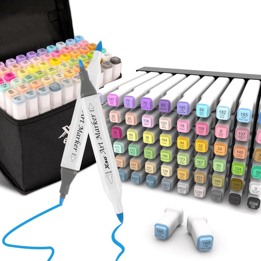 XSG Alcohol Markers,60 Colors Dual Tip Brush & Fine Tip Art Marker Set,for Blending & Shading,Ideal for Coloring Books & Professional Artwork,Includes Blender Pen & Portable Case,Ideal for All Ages