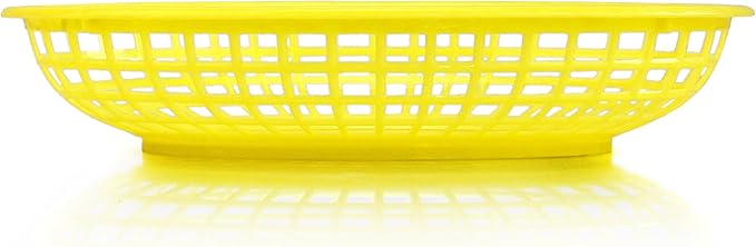 New Star Foodservice Fast Food Baskets, 9.25" x 6", Oval (Yellow, Three Dozen)