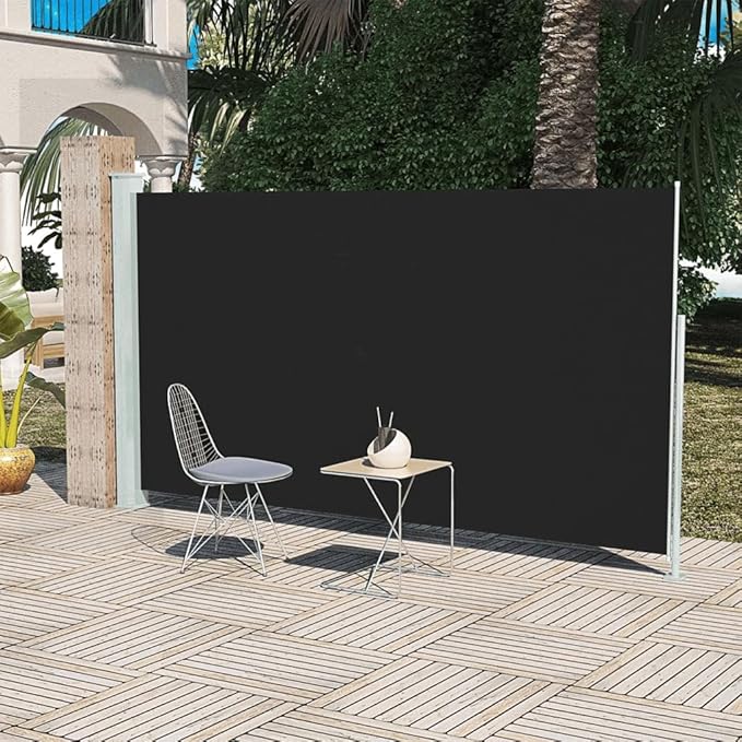 YAFF Patio Terrace Outdoor Folding Privacy Divider, Water & UV Resistant Sun Shade Privacy Wind Screen for Garden, Backyard, Balcony, Terrace 63"x118" Black (16.06lbs)