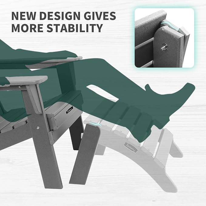 FUNBERRY Folding Adirondack Ottoman, HDPE All Weather Outdoor Foot Rest, Easy Storage Patio Footstool, Ottomans and Footstools for Outside