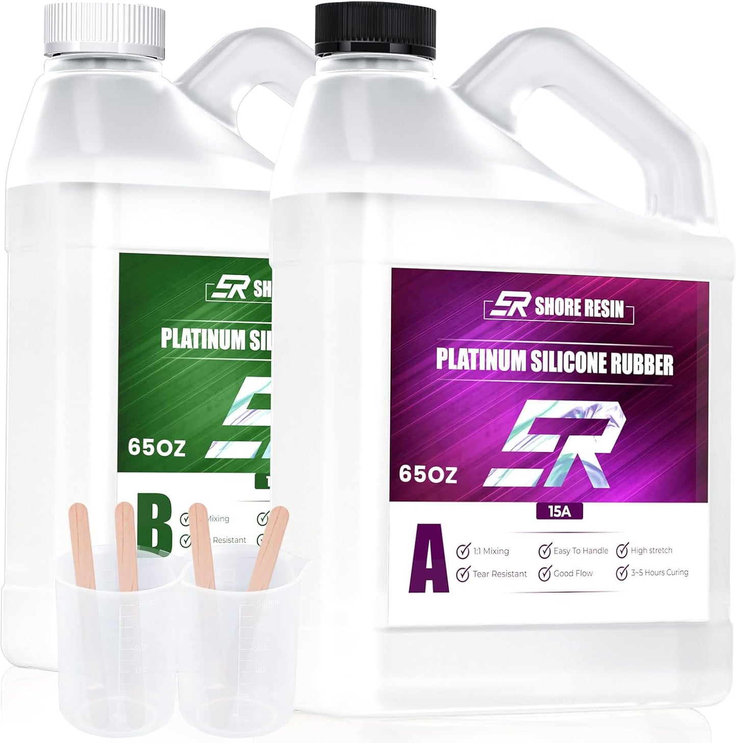 Silicone Mold Making Kit 130oz Platinum Silicone Rubber 15A Liquid Silicone Mixing Ratio 1:1 for Casting Resin Molds and DIY Jewelry Molds