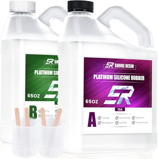 Silicone Mold Making Kit 130oz Platinum Silicone Rubber 15A Liquid Silicone Mixing Ratio 1:1 for Casting Resin Molds and DIY Jewelry Molds