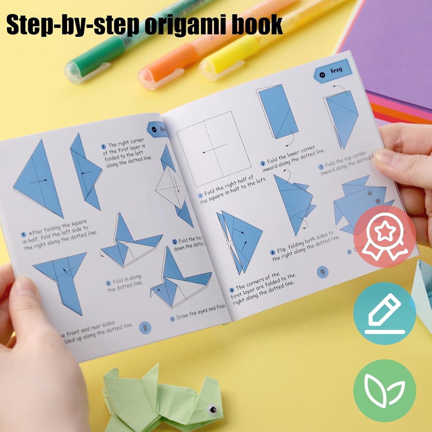 Koogel 250Sheets Origami Paper Craft Kits, Color Paper 6"x 6" with Origami Book, DIY Art Projects Set for Beginners